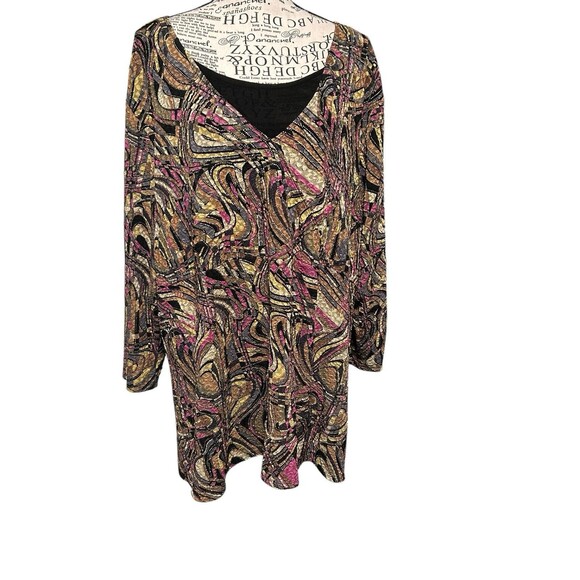 JM Collection Baroque Paisley TUNIC Scoop Neck Whimsical Dark Fairy Grunge 2X - Picture 1 of 8